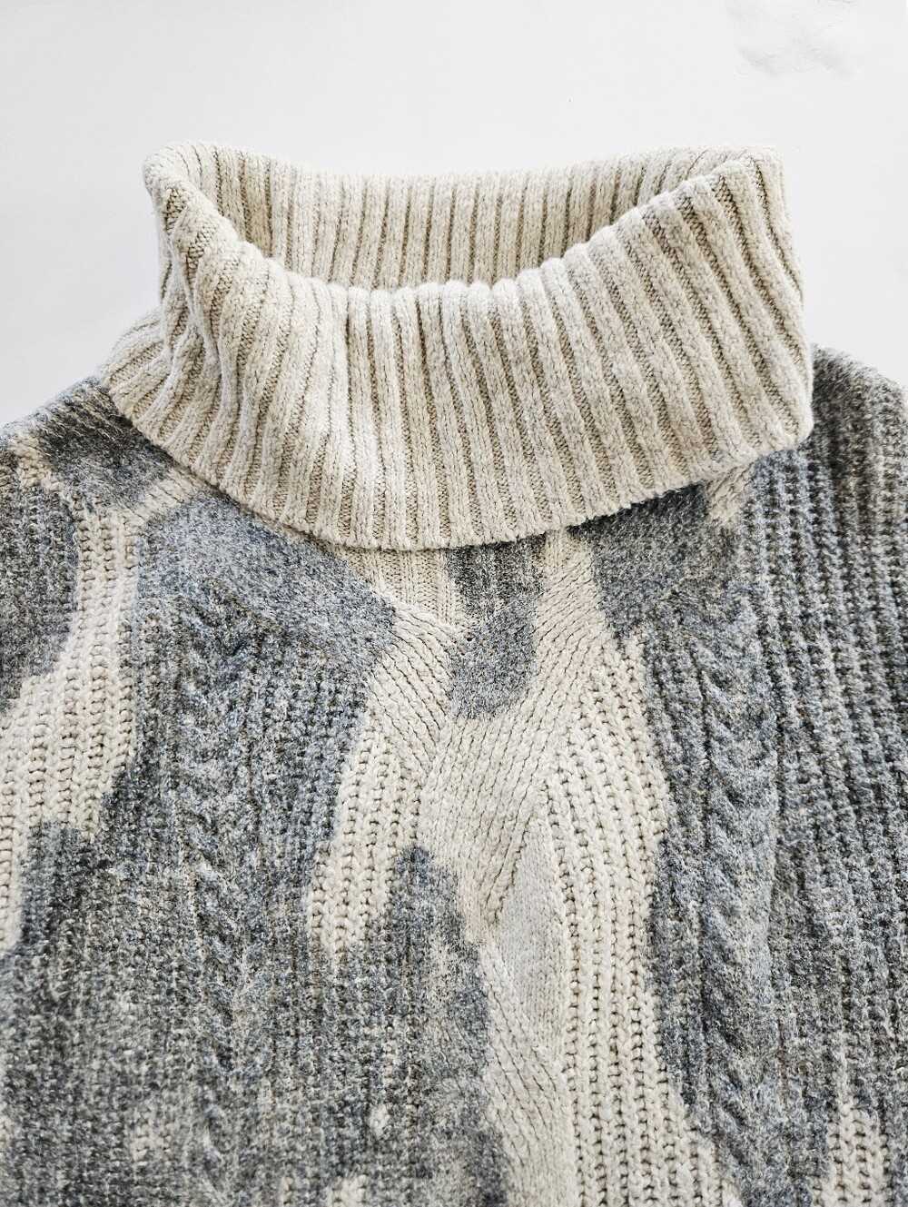 Anthropologie Pilcro Spotted Turtleneck Chunky Cable Knit Oversized Sweater M - Picture 6 of 11